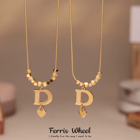 Wholesale Women's Light Luxury Geometric Letter D Pendant Necklace Made Of Titanium Steel And Stainless Steel With Electroplating