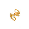 Wholesale Women's Light Luxury Geometric Lines Inlaid With Gold Stainless Steel Open Ring Hand Jewelry