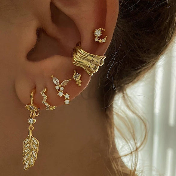 Wholesale Women's Light Luxury Geometric Micro Inlay Zircon Stud Earrings