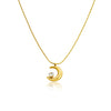 Wholesale Women's Light Luxury Geometric Moon Titanium Steel Real Gold Plated Necklace With Wheat Chain