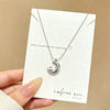Wholesale Women's Light Luxury Geometric Moon Titanium Steel Real Gold Plated Necklace With Wheat Chain