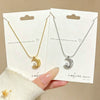 Wholesale Women's Light Luxury Geometric Moon Titanium Steel Real Gold Plated Necklace With Wheat Chain