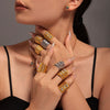 Wholesale Women's Light Luxury Geometric Multilayer Square Zircon Hollow 316L Stainless Steel Goldplated Ring
