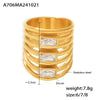 Wholesale Women's Light Luxury Geometric Multilayer Square Zircon Hollow 316L Stainless Steel Goldplated Ring