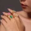 Wholesale Women's Light Luxury Geometric Open Ring Titanium Steel Zircon Natural Stone 18K Gold Plated
