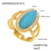 Wholesale Women's Light Luxury Geometric Open Ring Titanium Steel Zircon Natural Stone 18K Gold Plated