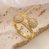 Wholesale Women's Light Luxury Geometric Opening Ring Copper Plated Real Gold Micropaved Zircon