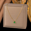 Wholesale Women's Light Luxury Geometric Oval 18K Gold Pendant Titanium Steel Real Gold Plated Flash O Chain Necklace