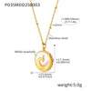 Wholesale Women's Light Luxury Geometric Pattern Ferris Wheel Embossed Phoenix Stainless Steel Goldplated White Sea Shell Round Pendant Clavicle Necklace