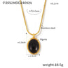 Wholesale Women's Light Luxury Geometric Pattern Oval Tiger Eye Stone Stainless Steel Electroplated Pendant Necklace For Autumn And Winter