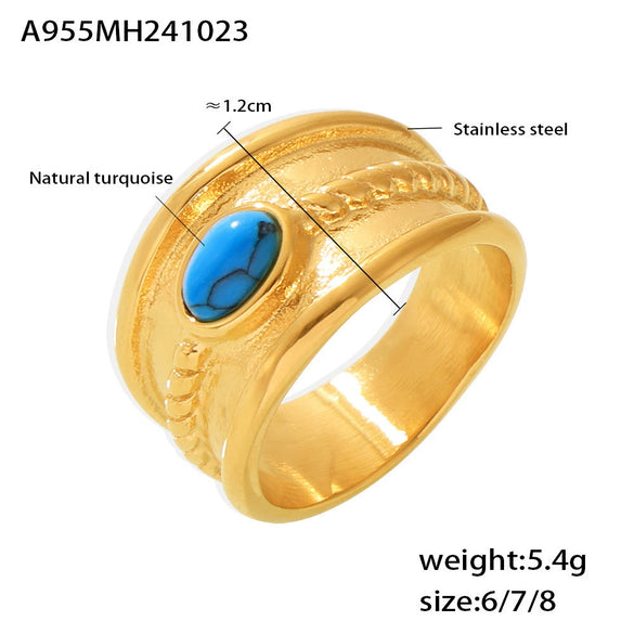 Wholesale Women's Light Luxury Geometric Pattern Stainless Steel Ferris Wheel Ring With Pvd Real Gold Color Retention Electroplating
