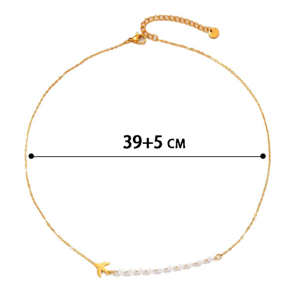 Wholesale Women's Light Luxury Geometric Pearl Oshaped Chain Necklace With Titanium Steel Electroplating