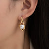 Wholesale Women's Light Luxury Geometric Pearl Titanium Steel 18K Gold Plated Earrings