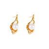 Wholesale Women's Light Luxury Geometric Pearl Titanium Steel 18K Gold Plated Earrings