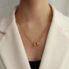 Wholesale Women's Light Luxury Geometric Pendant Necklace With Ot Buckle And Cross Chain Electroplated Titanium Steel Oval Design