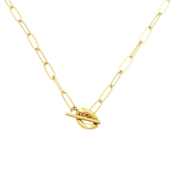 Wholesale Women's Light Luxury Geometric Pendant Necklace With Ot Buckle And Cross Chain Electroplated Titanium Steel Oval Design