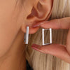 Wholesale Women's Light Luxury Geometric Rectangular Ferris Wheel Stainless Steel 18K Gold Plated Earrings