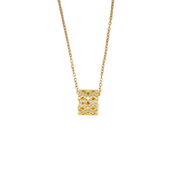 Wholesale Women's Light Luxury Geometric Rhombus Pattern Gold Plated Copper Zircon Inlaid Clavicle Necklace