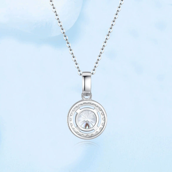 Wholesale Women's Light Luxury Geometric Round Moissanite S925 Sterling Silver Necklace With Zirconia Treatment And Cross Chain