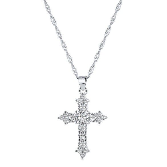 Wholesale Women's Light Luxury Geometric S925 Sterling Silver Cross Shape Necklace With Electroplating