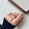Wholesale Women's Light Luxury Geometric S925 Sterling Silver Pigeon Egg Shape Wave Design Ring With Electroplating