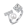 Wholesale Women's Light Luxury Geometric S925 Sterling Silver Ring With High Carbon Diamond Zircon And Electroplating