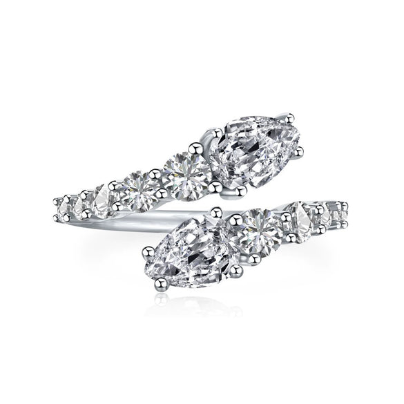 Wholesale Women's Light Luxury Geometric S925 Sterling Silver Ring With High Carbon Diamond Zircon And Electroplating