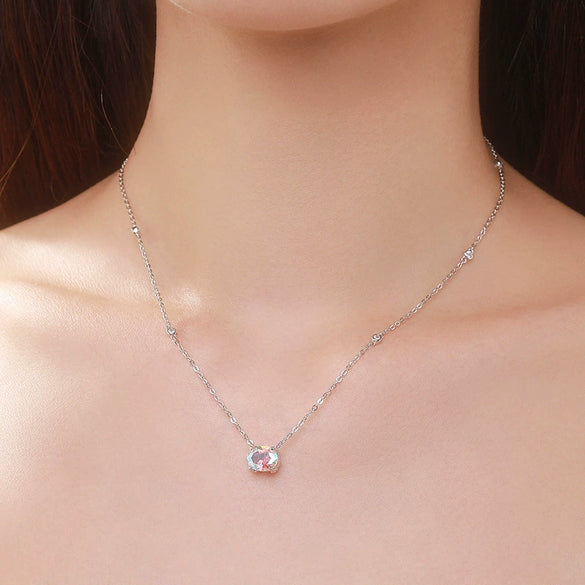Wholesale Women's Light Luxury Geometric S925 Sterling Silver Zircon Inlaid Necklace With Cross Chain