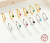 Wholesale Women's Light Luxury Geometric 925 Silver Earrings With Multicolor Zircon And Electroplating