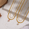 Wholesale Women's Light Luxury Geometric Snake Chain Necklace Stainless Steel 18K Real Gold Plated With Zircon Inlay