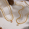 Wholesale Women's Light Luxury Geometric Snake Chain Necklace Stainless Steel 18K Real Gold Plated With Zircon Inlay