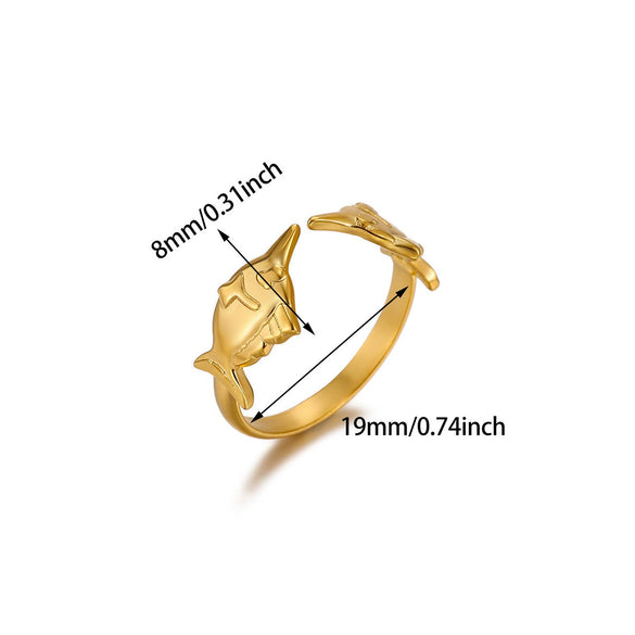Wholesale Women's Light Luxury Geometric Snake Ring Inlaid With Gold Fruit Pattern Titanium Steel