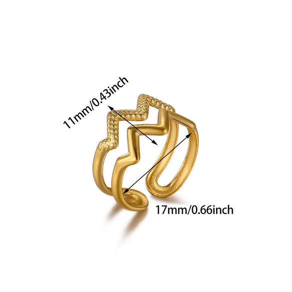 Wholesale Women's Light Luxury Geometric Snake Ring Inlaid With Gold Fruit Pattern Titanium Steel