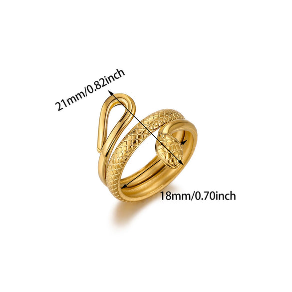 Wholesale Women's Light Luxury Geometric Snake Ring Inlaid With Gold Fruit Pattern Titanium Steel
