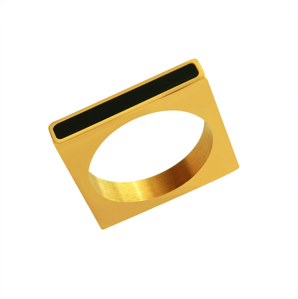 Wholesale Women's Light Luxury Geometric Square Stainless Steel Acrylic Ring 18K Gold Electroplated