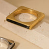 Wholesale Women's Light Luxury Geometric Square Stainless Steel Acrylic Ring 18K Gold Electroplated
