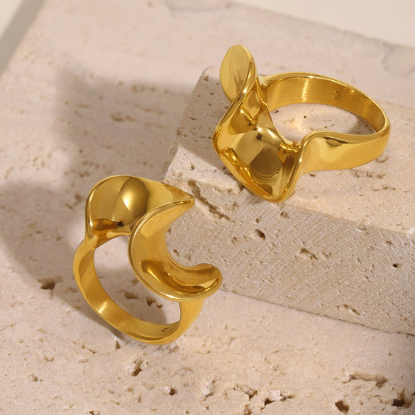 Wholesale Women's Light Luxury Geometric Sshaped Stainless Steel Electroplated Ferris Wheel Ring