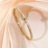Wholesale Women's Light Luxury Geometric Stainless Steel And Titanium Steel 18K Gold Plated Electroplated Bracelet