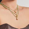 Wholesale Women's Light Luxury Geometric Stainless Steel Beaded Necklace With 18K Gold Plated Pendant
