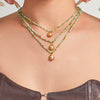 Wholesale Women's Light Luxury Geometric Stainless Steel Beaded Necklace With 18K Gold Plated Pendant