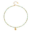 Wholesale Women's Light Luxury Geometric Stainless Steel Beaded Necklace With 18K Gold Plated Pendant