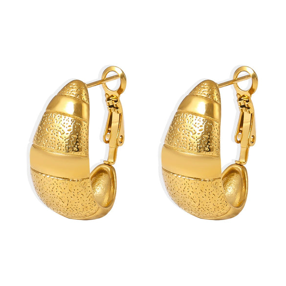 Wholesale Women's Light Luxury Geometric Stainless Steel Crescent Earrings 18K Gold Plated