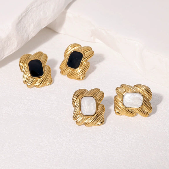 Wholesale Women's Light Luxury Geometric Stainless Steel Earrings Electroplated