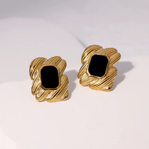 Wholesale Women's Light Luxury Geometric Stainless Steel Earrings Electroplated