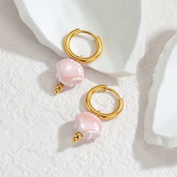 Wholesale Women's Light Luxury Geometric Stainless Steel Earrings With Macaron Color And Electroplating Treatment