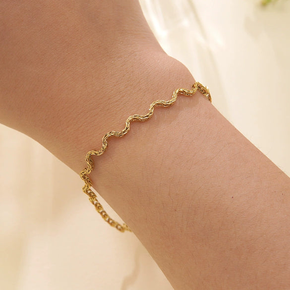 Wholesale Women's Light Luxury Geometric Stainless Steel Electroplated Bracelet And Necklace Set