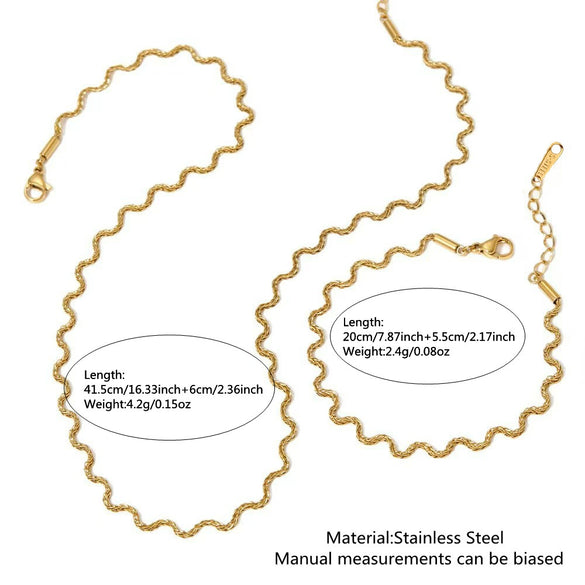 Wholesale Women's Light Luxury Geometric Stainless Steel Electroplated Bracelet And Necklace Set