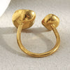 Wholesale Women's Light Luxury Geometric Stainless Steel Electroplated Clam Shell Pearl Open Ring Hand Jewelry