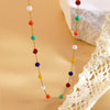 Wholesale Women's Light Luxury Geometric Stainless Steel Electroplated Colorful Seed Bead Singlelayer Necklace Jewelry