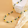 Wholesale Women's Light Luxury Geometric Stainless Steel Electroplated Colorful Seed Bead Singlelayer Necklace Jewelry